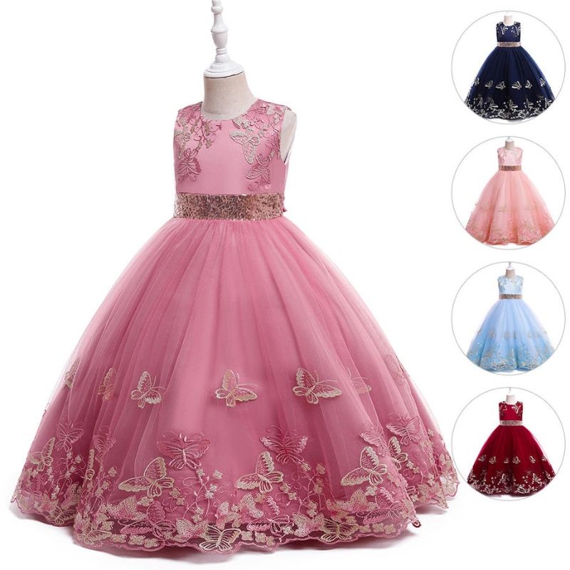 Vestido denovia deniña al por mayor elegante Baby Baby Bordery Diseño Vestidos paraniños para fiesta de cumpleaños Vestido de vestidos de pelota