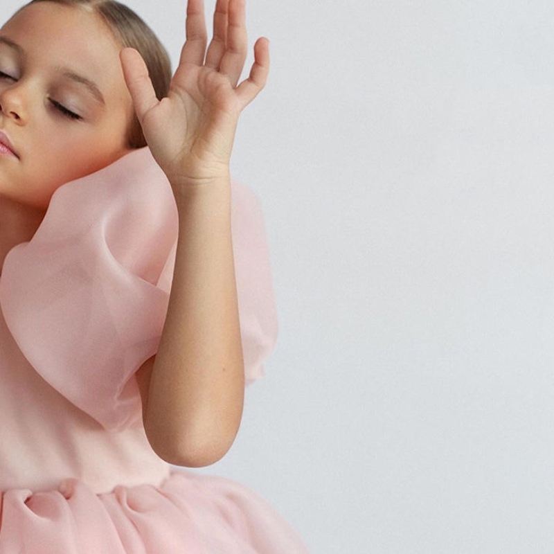 Fashion Girl Princess Vintage Vintage Tulle Child Vestido Puff manga de boda rosa Cumpleaños Tutu Vestido de vestidos de pelota