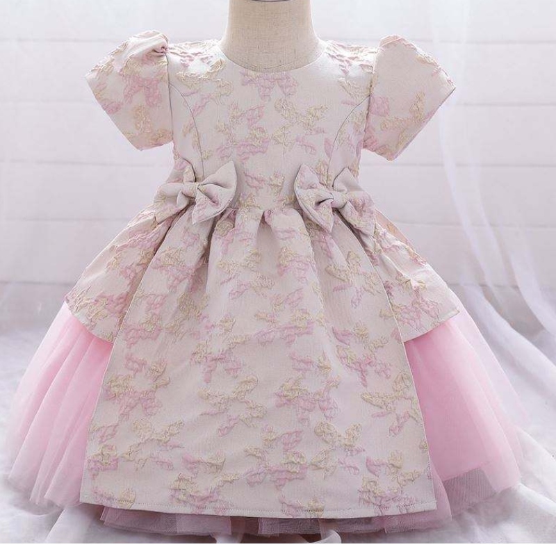 Meiqii 0-6 años de satén Tulle Kids Flower Party Wear Child Newborn Mini Princess Dress Girl Baptsim Clothing L1975XZ