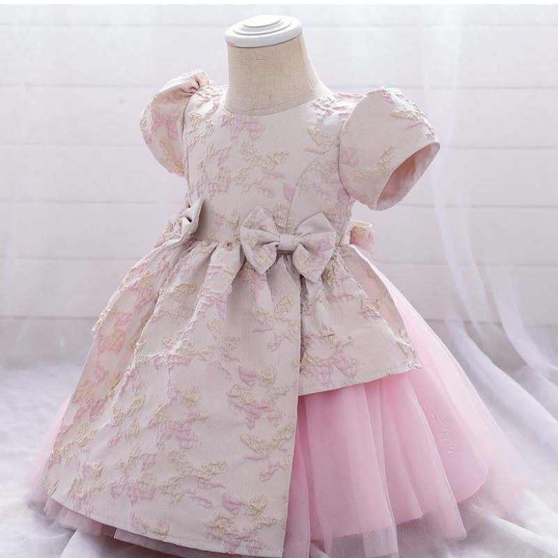 Meiqii 0-6 años de satén Tulle Kids Flower Party Wear Child Newborn Mini Princess Dress Girl Baptsim Clothing L1975XZ
