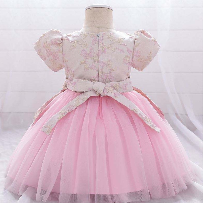 Meiqii 0-6 años de satén Tulle Kids Flower Party Wear Child Newborn Mini Princess Dress Girl Baptsim Clothing L1975XZ