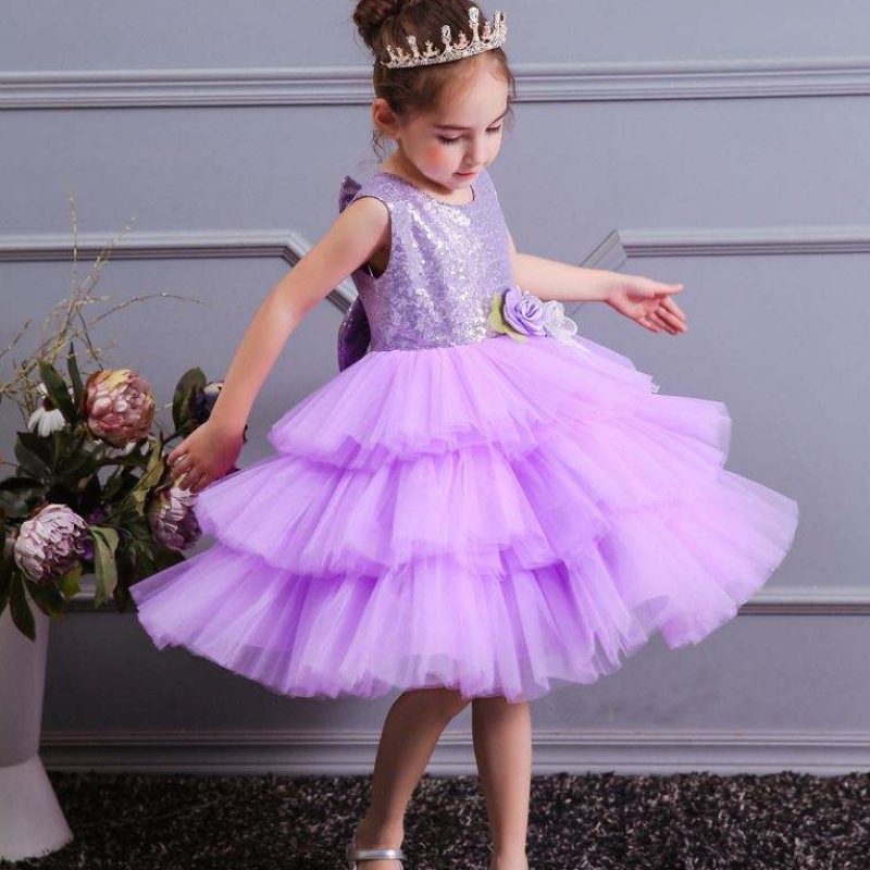 Summer Nuevo pastel sin backless Princess Skirt Girl Bow Sequin Children \\ Sfashion Dress Traje 1729