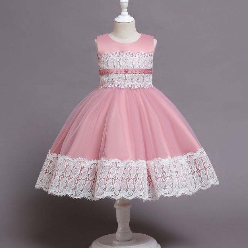 Baige Nuevas llegadas hermosas bordados encaje paraniña vestidos de cumpleaños de boda flower girl vesting