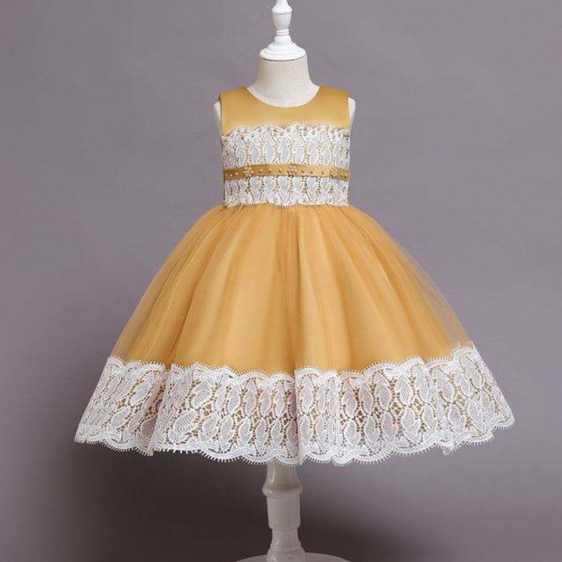 Baige Nuevas llegadas hermosas bordados encaje paraniña vestidos de cumpleaños de boda flower girl vesting