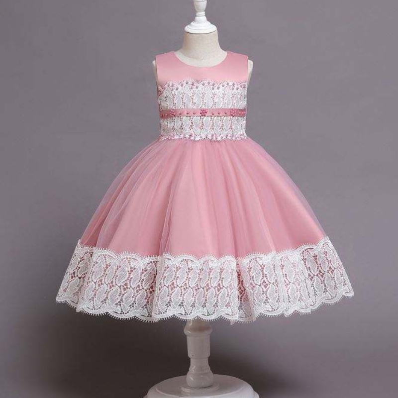 Baige Nuevas llegadas hermosas bordados encaje paraniña vestidos de cumpleaños de boda flower girl vesting