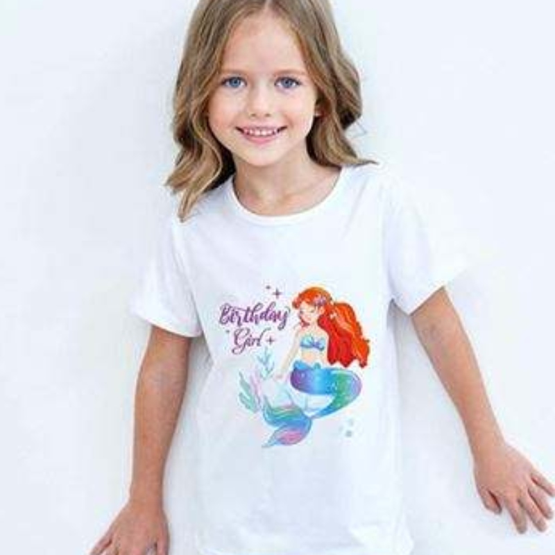 Baige Girl Summer de manga corta linda camiseta de algodón estampado de unicornio