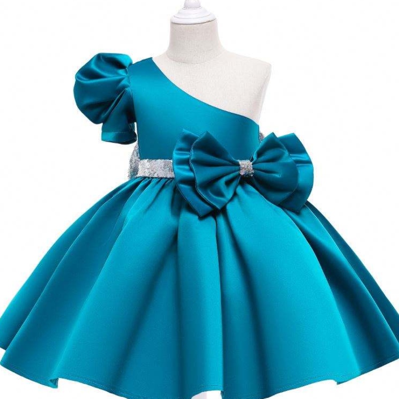 Baige Flower Sequin Girls Vestidos de verano Vestidos de cumpleaños de la fiesta Caminato deniños