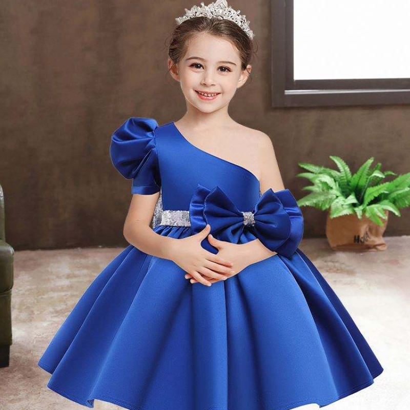 Baige Flower Sequin Girls Vestidos de verano Vestidos de cumpleaños de la fiesta Caminato deniños