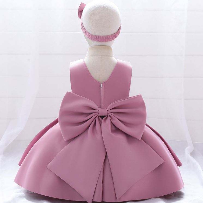 Diseño de vestimenta de bebé baigra Vestido de cumpleaños de 1 año Vestidos de flores de princesa con diadema gratis