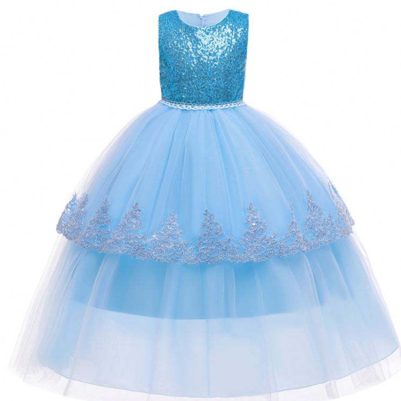Baige elegante diseño de princesa de lentejuelas paraniños ropa de ropa de verano vestidos largos 2022