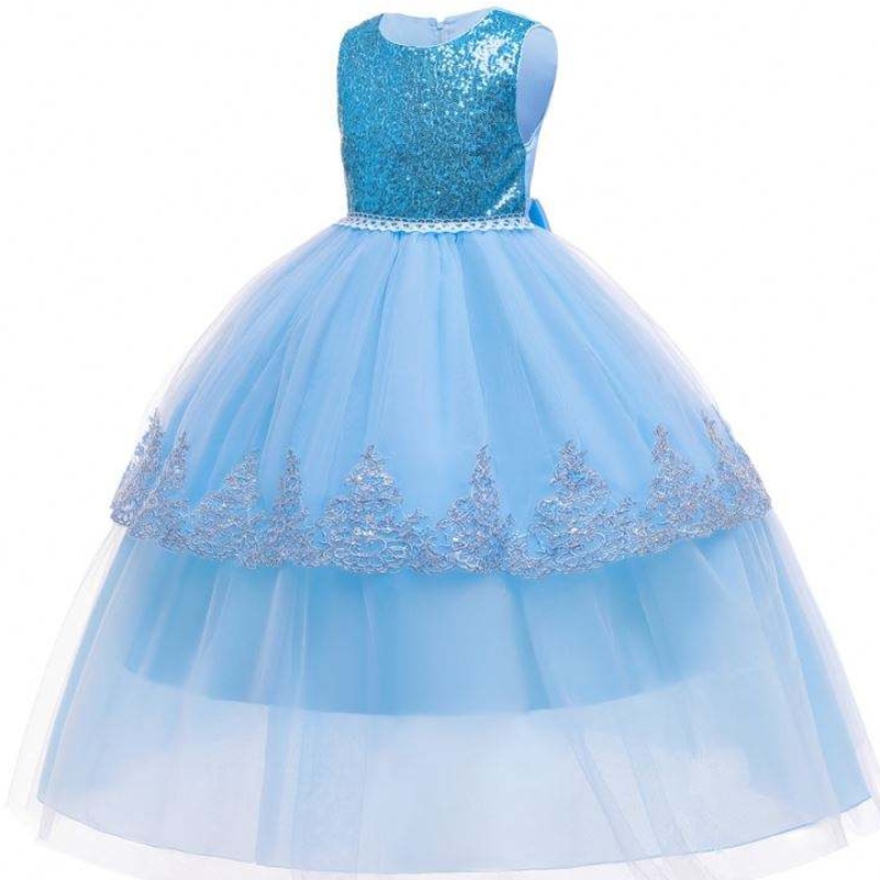 Baige elegante diseño de princesa de lentejuelas paraniños ropa de ropa de verano vestidos largos 2022