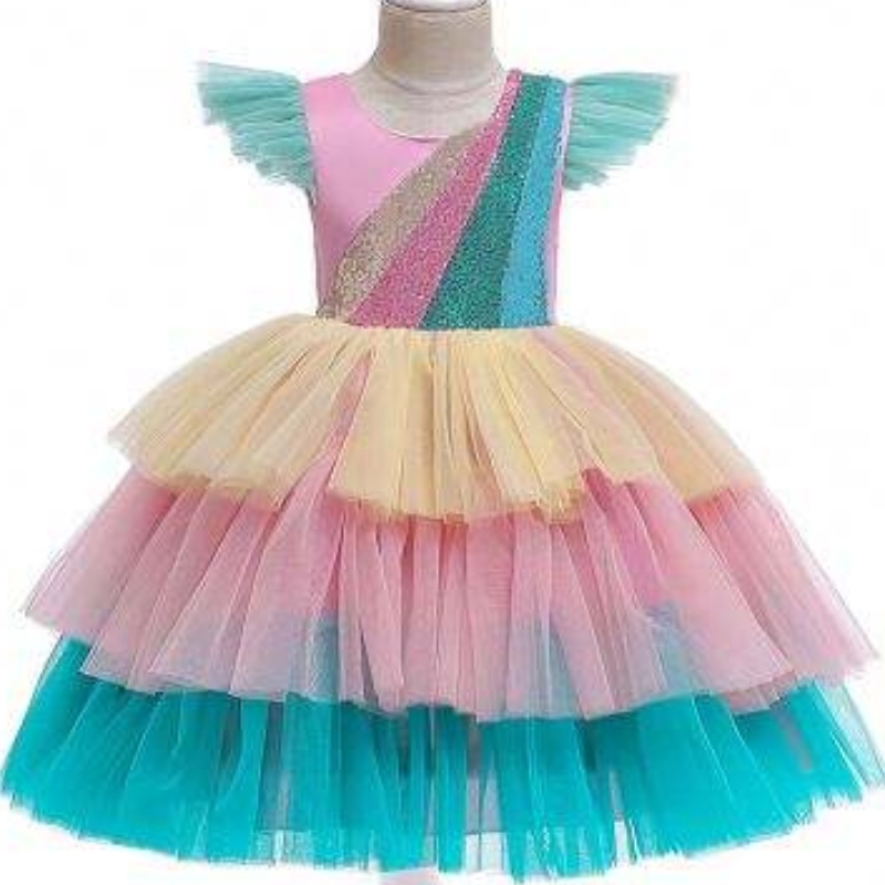 Baige Tulle Manges Unicorn Tutu Skirt Kids Cake Flower Vestido Fiesta de Halloween ropa de fiesta