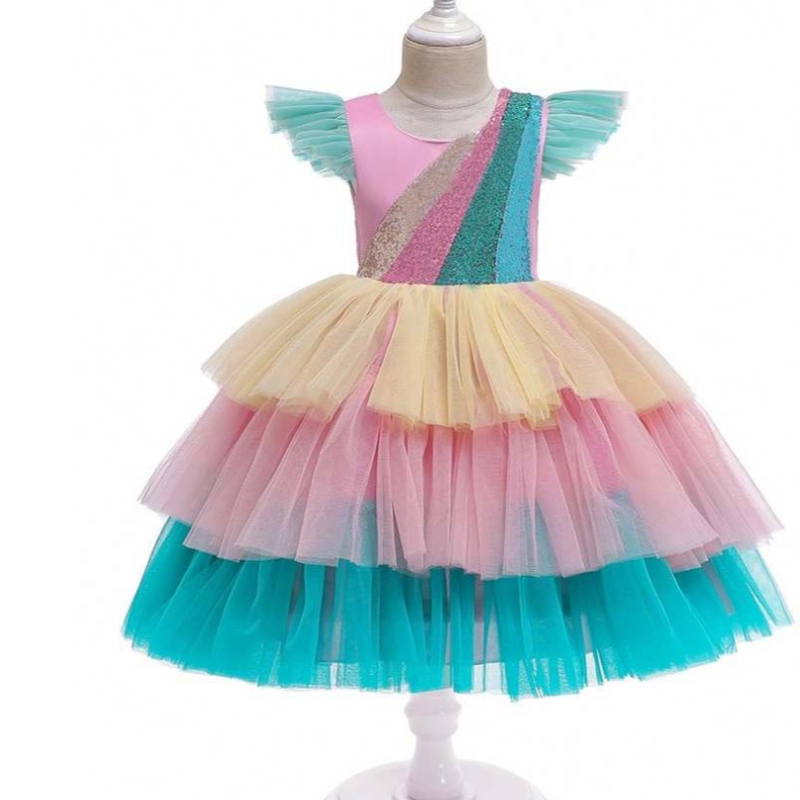 Baige Tulle Manges Unicorn Tutu Skirt Kids Cake Flower Vestido Fiesta de Halloween ropa de fiesta
