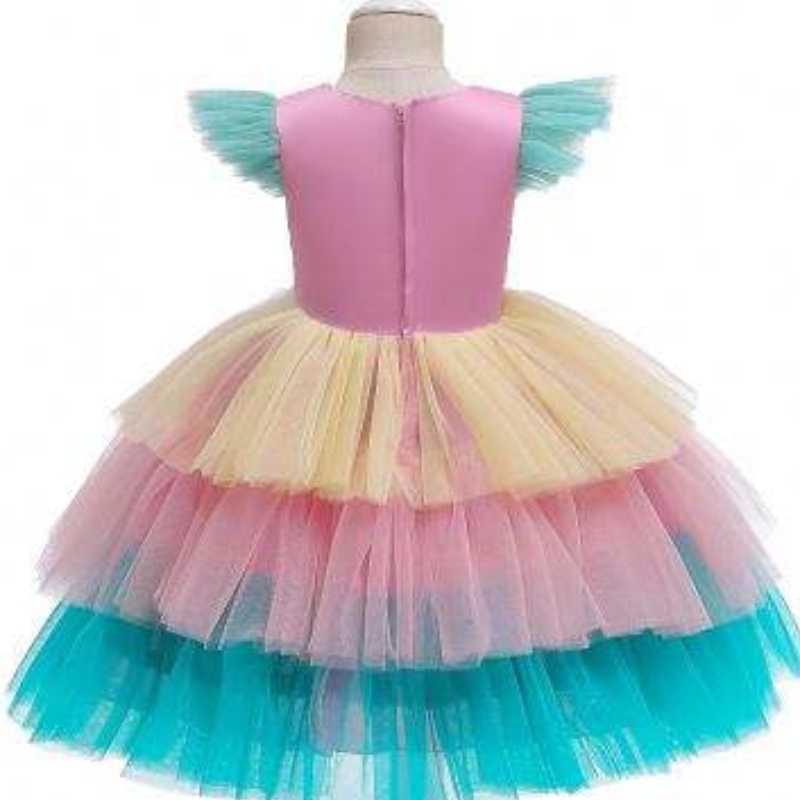 Baige Tulle Manges Unicorn Tutu Skirt Kids Cake Flower Vestido Fiesta de Halloween ropa de fiesta