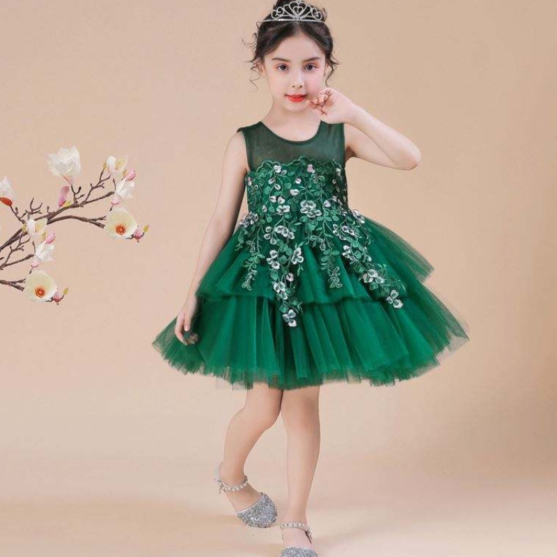 Baige sin mangas aplique pastel de pastel vestido elegante vestidos para bebés ropa paraniñas ropa