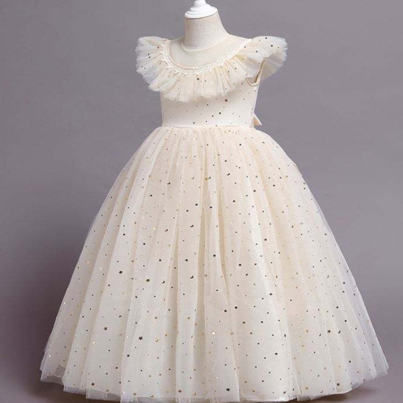 Baige New Princess Dress Girl Kids Bordado Flower Girl Flower Nitdler Elegante Vestido de fiesta formal 2275