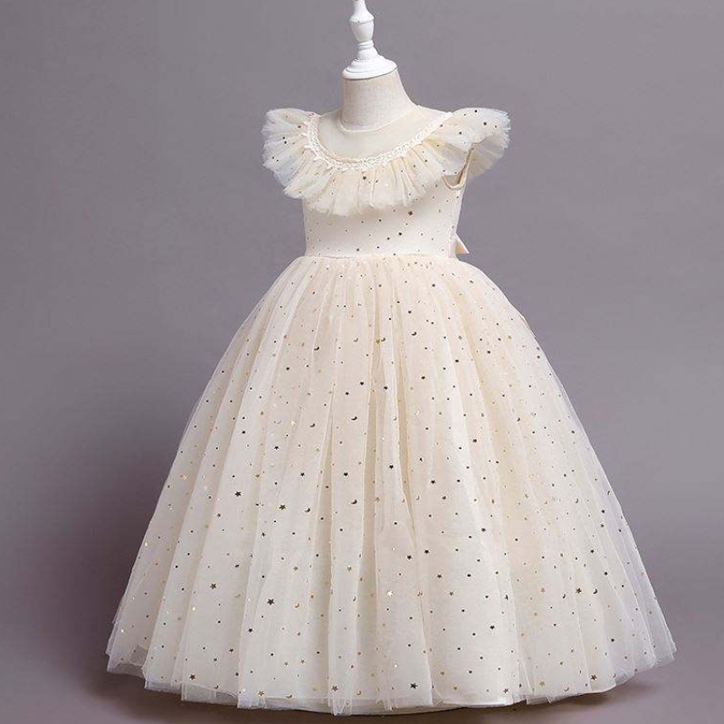 Baige New Princess Dress Girl Kids Bordado Flower Girl Flower Nitdler Elegante Vestido de fiesta formal 2275