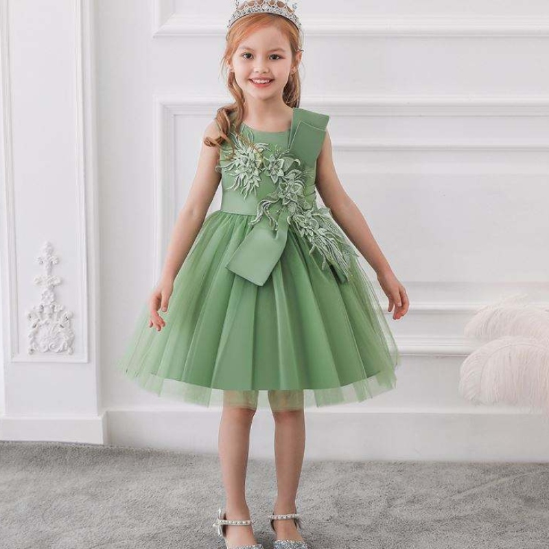 Nuevos vestidos de fiesta de bodas Fashion Fashion Cumpleaños hinchados Lindo Algodón de algodón de algodón Frock L5082