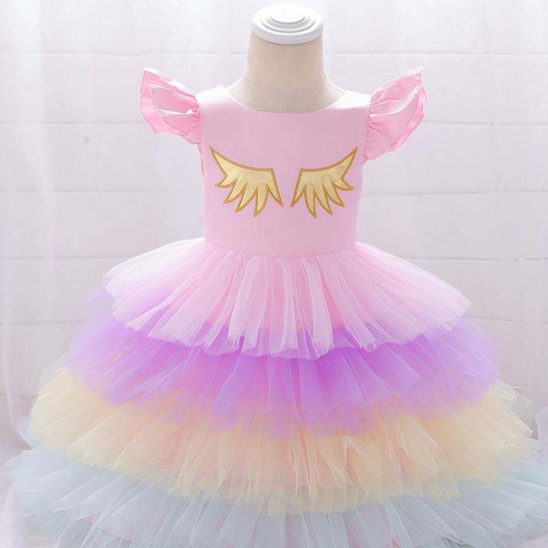 2019 NUEVA LLEGA NIÑOS COMENTES GIRLES UNICORN Vestido Tutu Tutu Fiesta con ropa de cabeza gratis DJS011