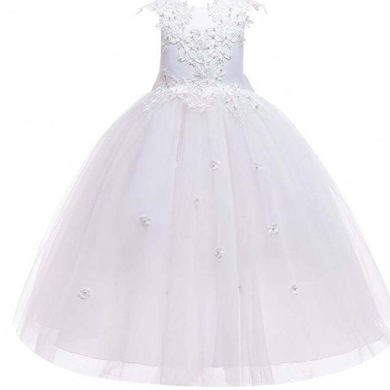 Baige Aplique al por mayor Pretasa Princesa Summer Flower Girls Vestidos de fiesta de cumpleaños paraniñas paraniñas 4-14y en stock