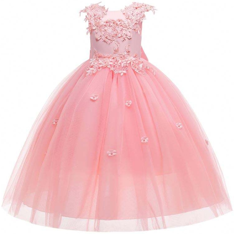 Baige Aplique al por mayor Pretasa Princesa Summer Flower Girls Vestidos de fiesta de cumpleaños paraniñas paraniñas 4-14y en stock