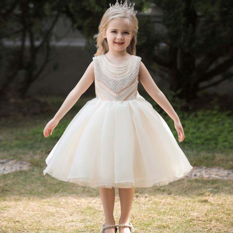 New Models Baige Vestidos de fiesta paraniñas Chiffon Princess Flower Summer Baby Boutique L5300