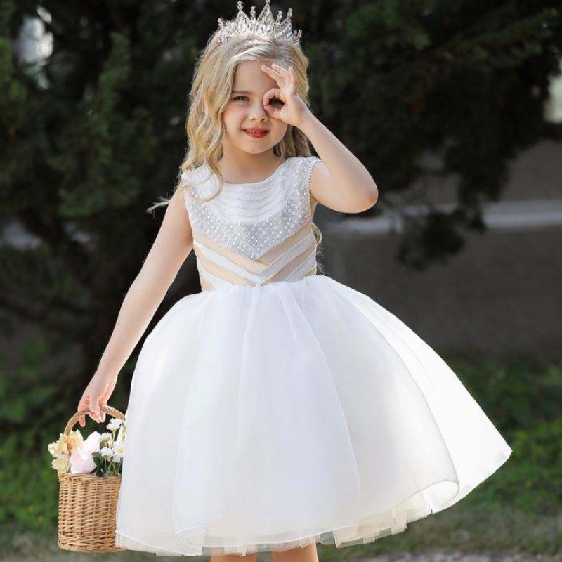 New Models Baige Vestidos de fiesta paraniñas Chiffon Princess Flower Summer Baby Boutique L5300