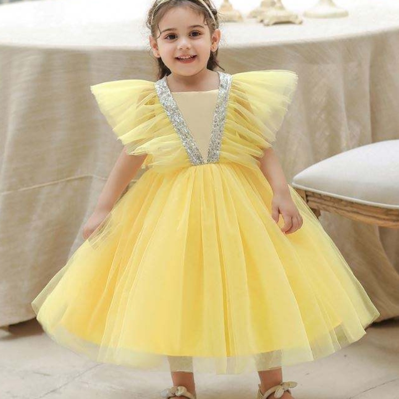 Baige Summer Puffy Flower Girls Vestido de cumpleaños Luna llena Tutú de boda Tutu Vestido L2065XZ