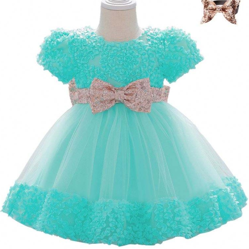 Vestido de cumpleaños de cumpleaños de losniños al por mayor diseños de bebés reciénnacidos con banda para la cabeza L1941XZ