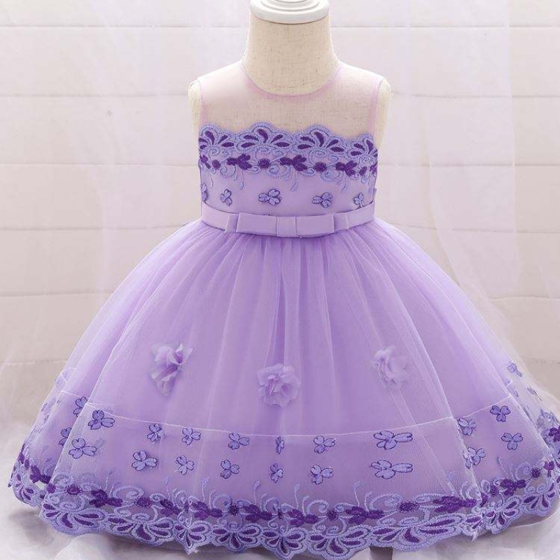 Baige sin mangas reciénnacidaniña de cumpleaños de laniña de laniña del vestido de fiesta de la flor de las flores l1922xz