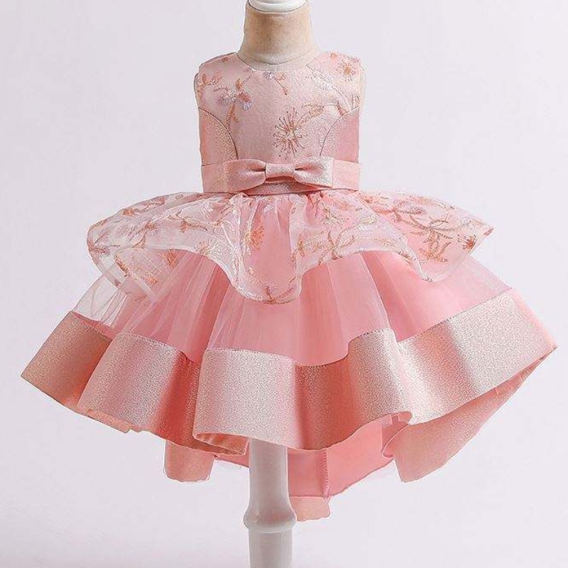 BAIGE 2021 SPUMMER NIÑOS Trailing Princess Dress Multi-capa Mesh Kids Wedding Cake Ball Ball L5251