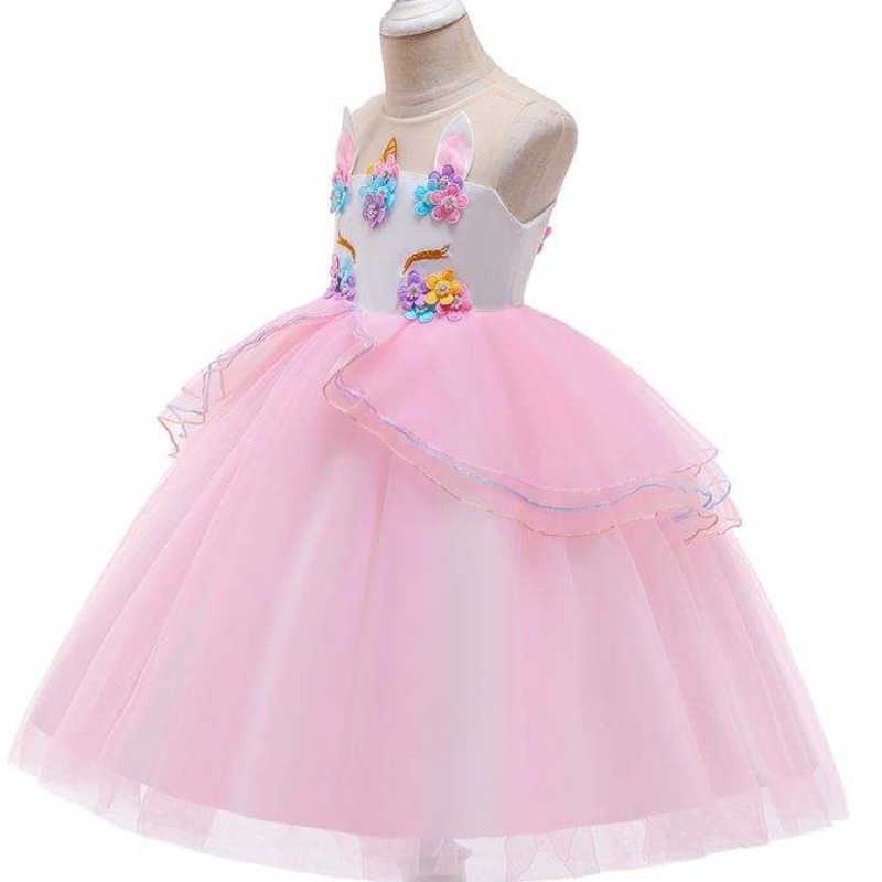 Nuevo vestido denoche de unicornio ropa paraniños paraniños Mal de malla disfraces para chicas DJS006