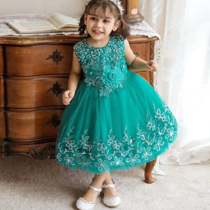Baige Kids Fancy Bordery Flower Dress 0-5 años paraniñas deniños Net Net Diseño de fiesta de vestidos de vestir paraniños paraniños