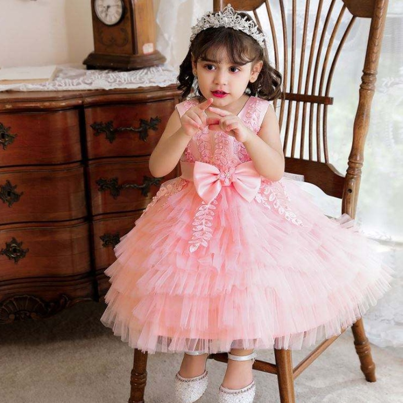 Vestido de cumpleaños paraniños de alta calidad Baige Tutu Tutu Princesa Flores Flores Vestido N2118