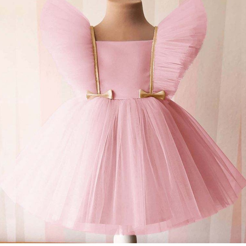 Baige New Kids Dresses Party Wear Plan Mangas Vestidos de rendimiento de cumpleaños paraniños L0816