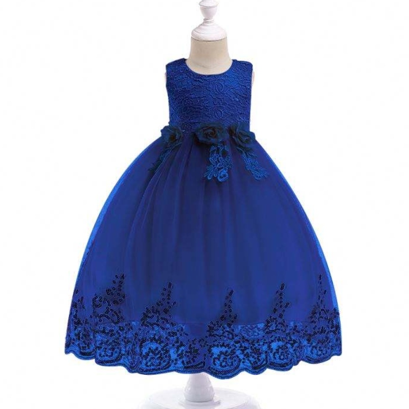 Último diseño de bebés Boutique Boutique Kids Clothing Lace Sequin Girl Party Dress L7791