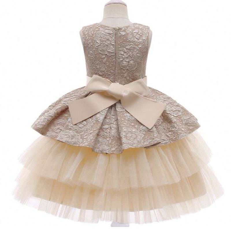 Baige Princess Flower Girl Dress Summer Tutu Boda Fiesta de cumpleaños de cumpleaños