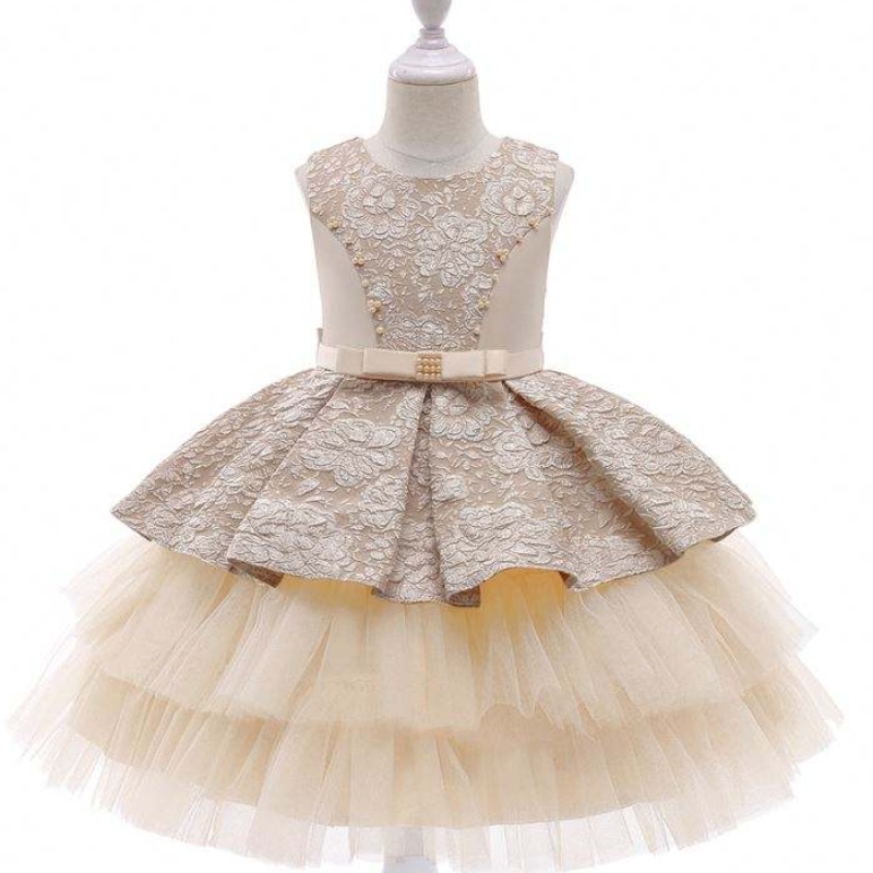 Baige Princess Flower Girl Dress Summer Tutu Boda Fiesta de cumpleaños de cumpleaños