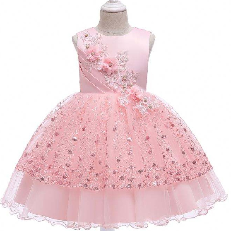 2020 Ropa paraniños Stock Baby Girl Girl Fock Diseño Flower Baby Girl Fiest Vestido L5201