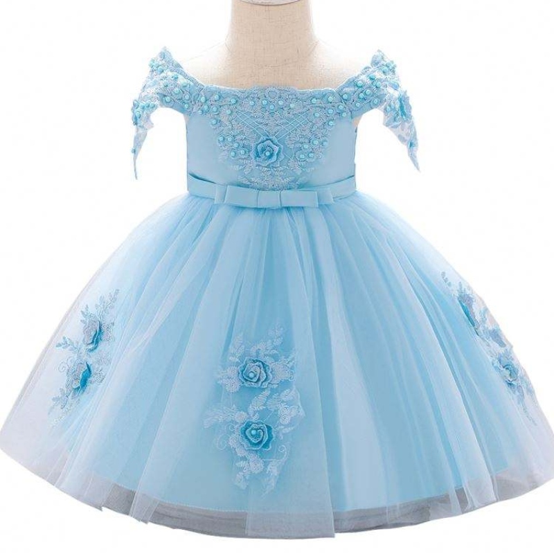 Baige Vestidos de chicas de flores al por mayor Bautismo Tul falda vestido