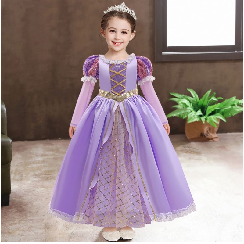 Baige Girls Princess Sofía Vestido Cosplay Cosplay Kids Sequíns Sophia Mangas largas en capas CARNIVAL CARNOWEEN Party Vestido