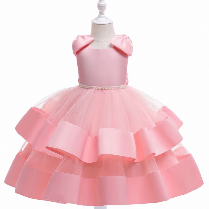 Vestido deniña de las flores 2021 Falda blanca Longitud de rodilla Flower Princesa Kids Tul Baptism Dress Girl