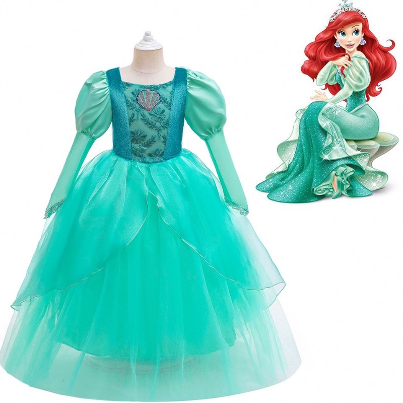 Baige Kids Girl Mermaid Ariel Princess Vestido paraniños Disfraz de Halloween Vestido de Navidad Vestido Rapunzel