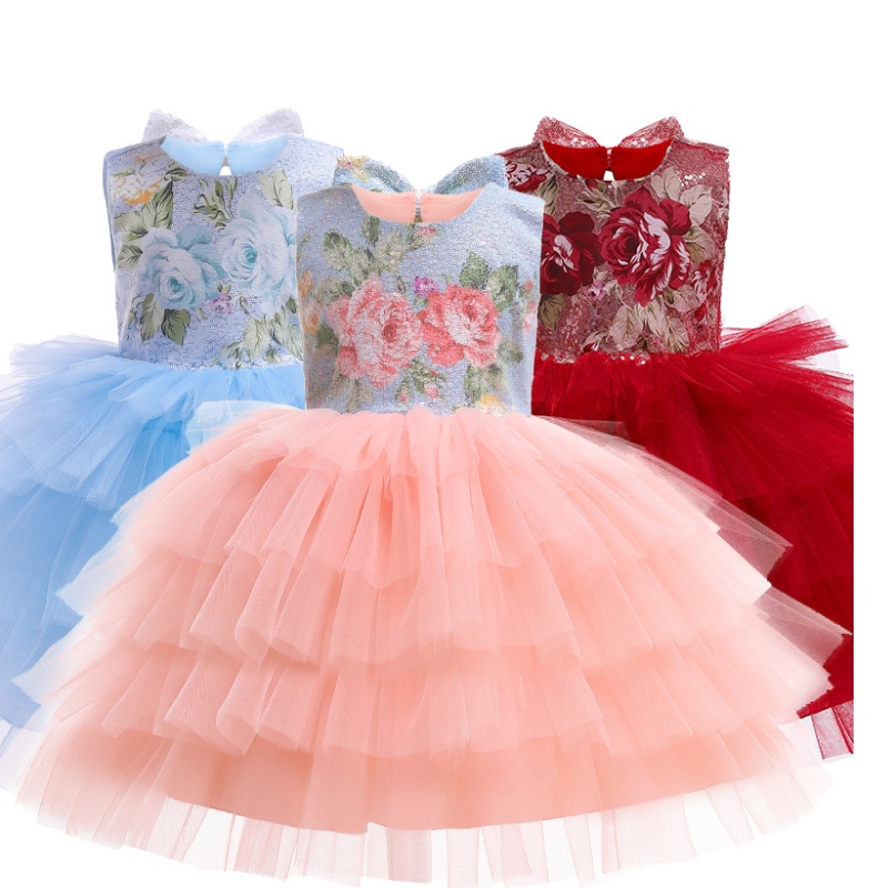 Summer Baby Girl Sweet Style Clothing Lace Flor Fiesta Vestido Tutú Falda de moda Fiesta de la moda Vestido