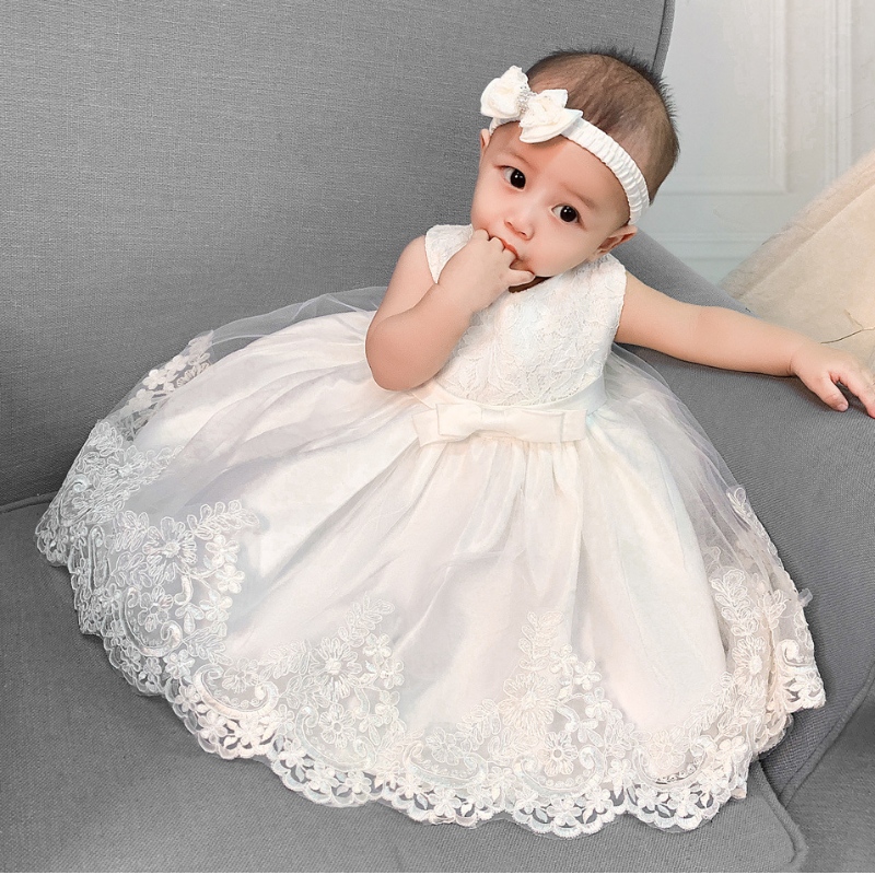 Amazon Hot Sale Kids Princess Dress Bow Lace Vestido de vestido de fiesta dulce Vestido de fiesta