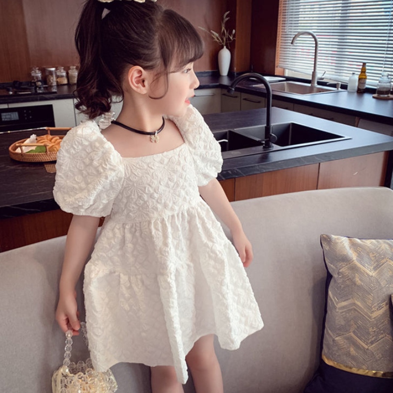 Vestido de princesa de estilo occidental de losniños Vestido de mangas de hojaldre paraniñas blancas
