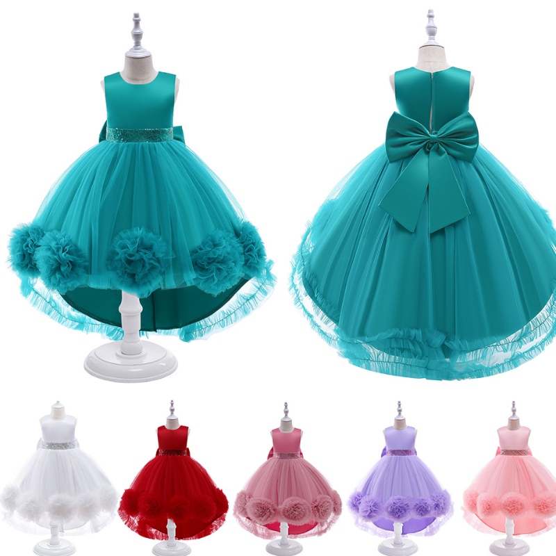 Girls Princess Dress Catwalk Dress Mesh Flower Tutu Dress Tail Piano Performance