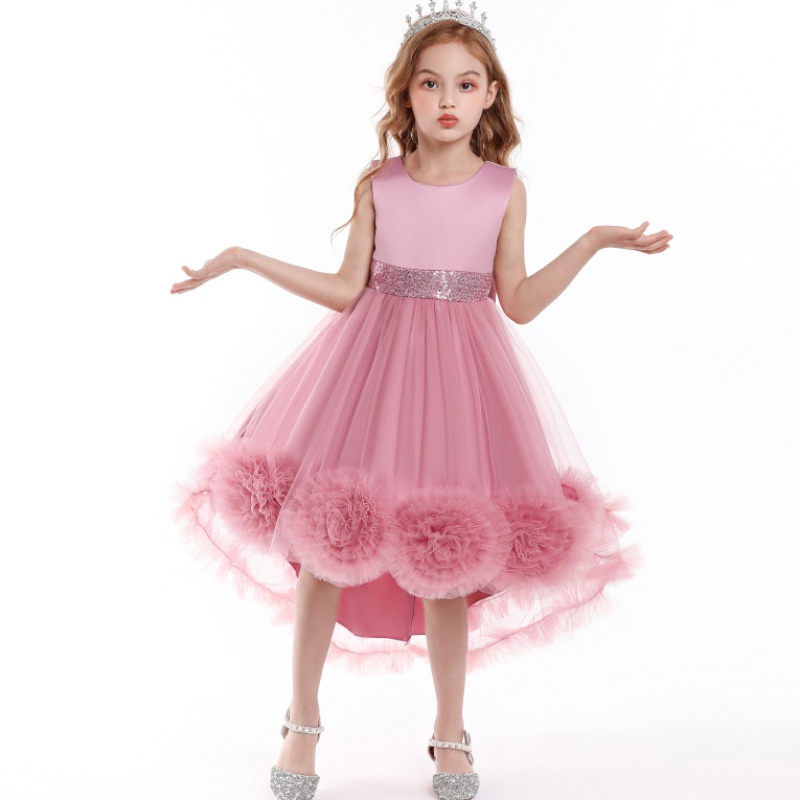 Girls Princess Dress Catwalk Dress Mesh Flower Tutu Dress Tail Piano Performance