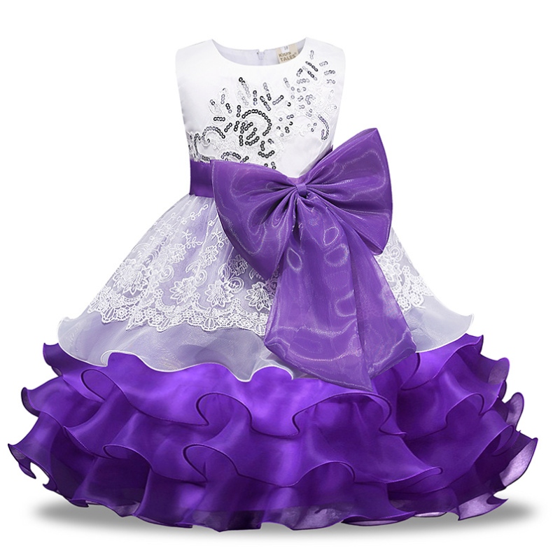2022 Vestidos de lentejuelas europeas y americanas Giras de flores de la proa Princesa Vestido Organa de hojaldre