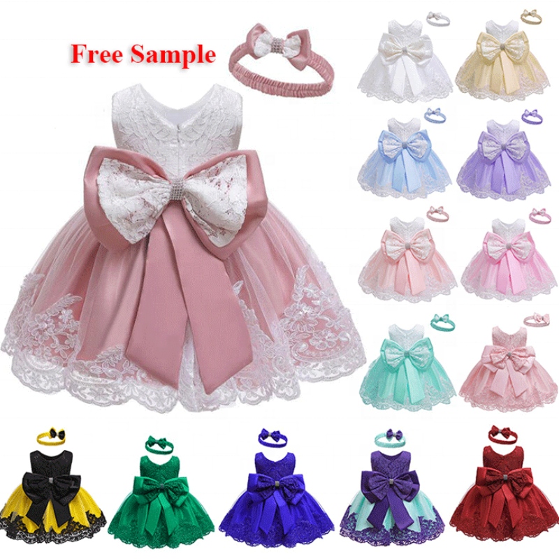 Baige Baby Girl Clothing Ball Ball Vestina Princesa Inglaterra Cumpleaños formales Bautismo Fiesta de la Fiesta de las Niños Flores Vestidos con arco grande